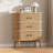 Fluted 3 Drawers Nightstand With Sliding Door