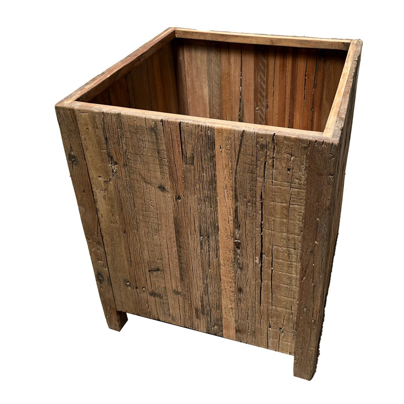 Wooden Planter, Natural, 29.5" H x 24.5" W x 24.5" D