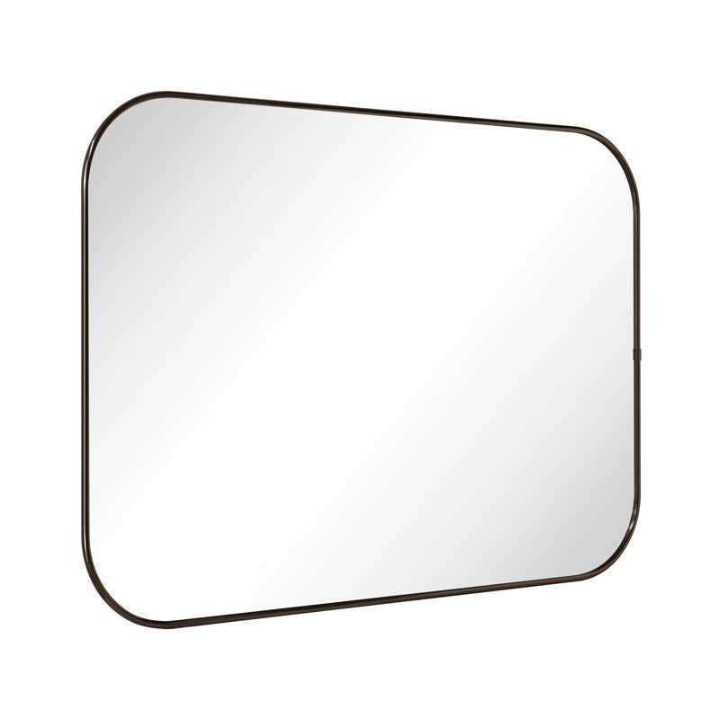 Lucia Contemporary Rounded Rectangle Bathroom Vanity Mirror, Oil Rubbed Bronze, 30'' x 22''