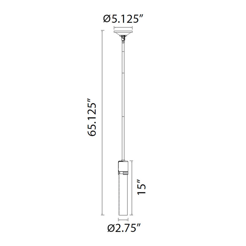 Zigrina Pendant, 65.13" H x 2.75" W x 2.75" D, Aged Brass