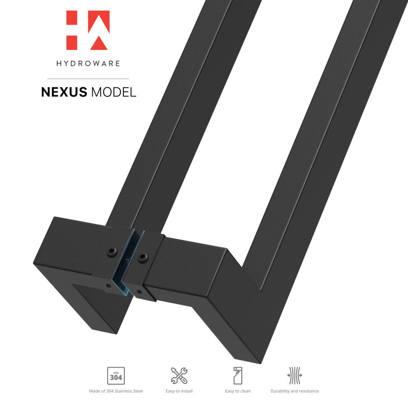 Matte Black Push/Pull Door Handle, 24" H x 3.65" W x 2.5" D