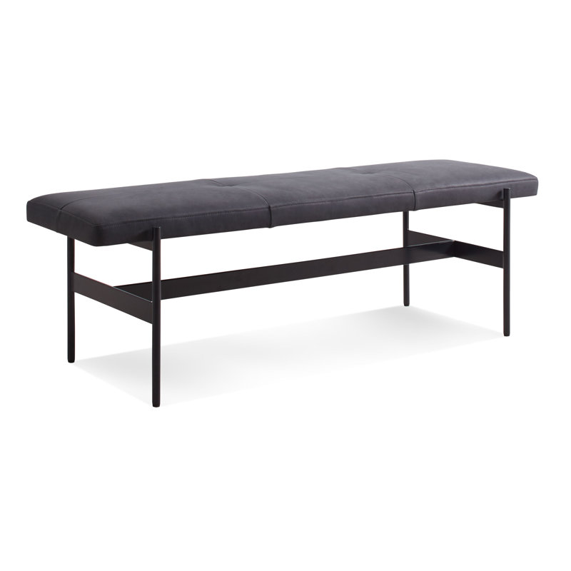 Daybench Genuine Leather Upholstered Bench, Ink Genuine Leather, Oblivion, 17" H x 55" W x 14" D