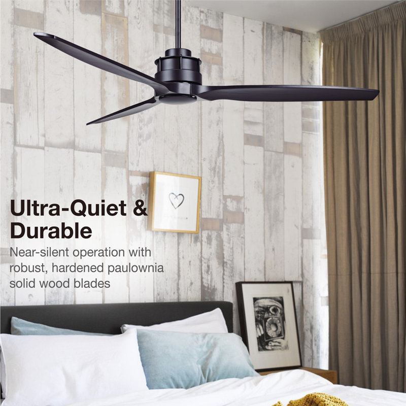 60in 3-Blades Indoor Ceiling Fan with Remote Control, Black