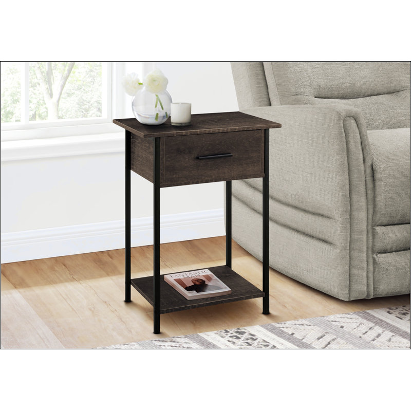 Table d'appoint rectangulaire avec tiroir de rangement, Brun