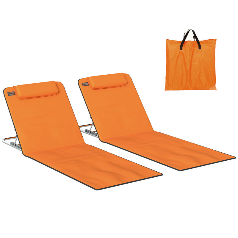 Outsunny Set of 2 Foldable Garden Beach Chair Mat Lightweight Orange