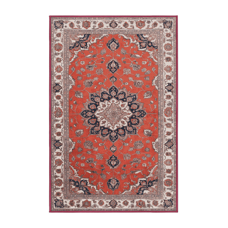 Tapis rose Tabriz lavable à la machine, Rectangulaire 8 pi x 10 pi