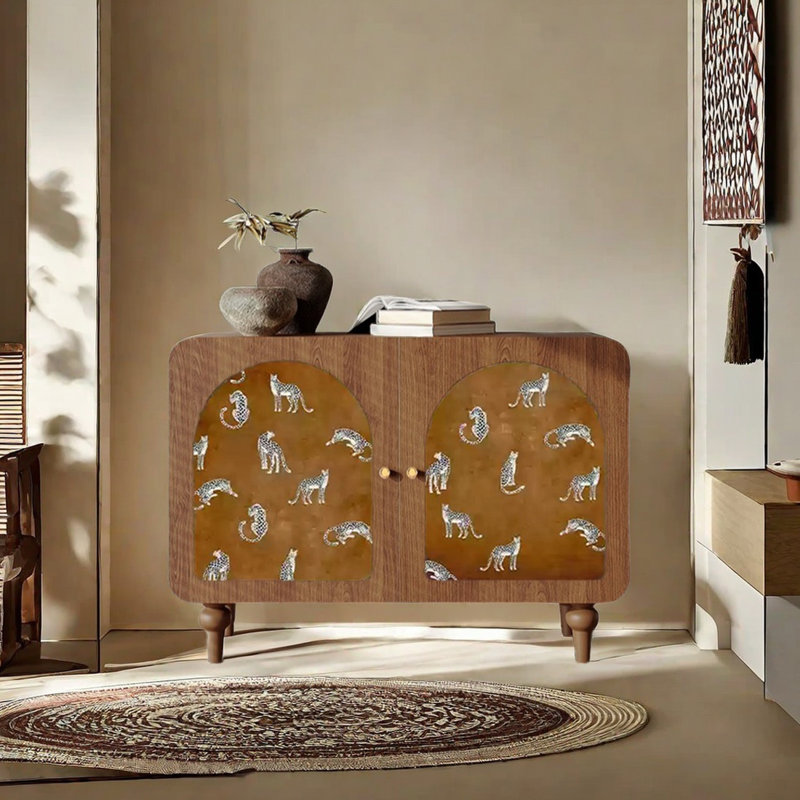 Armoire d'appoint moderne en bois massif de style français, Noyer clair