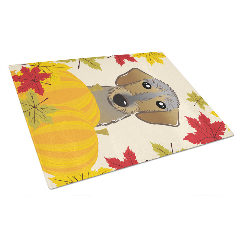 Caroline's Treasures Tempered Glass Thanksgiving Cutting Board, Wirehaired Dachshund