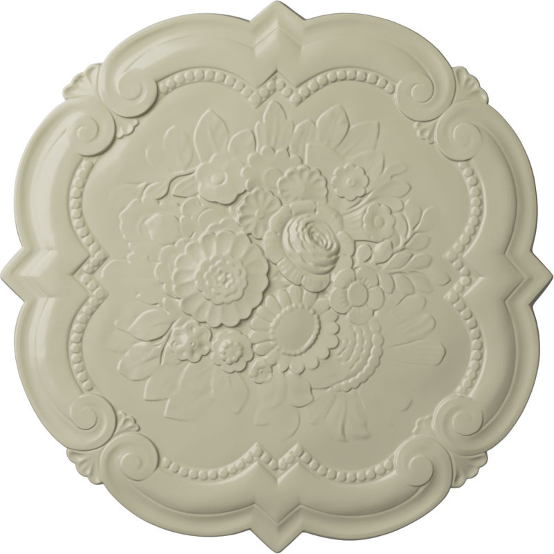 Médaillon de plafond victorien Endurathane, 24 po x 3/8 po x P 1 po, finition jaune clair peinte à la main, Jaune clair