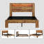 Base de lit en bois de ferme avec tête de lit de rangement, lit plateforme avec station de charge et lumière DEL-309943238-309943237