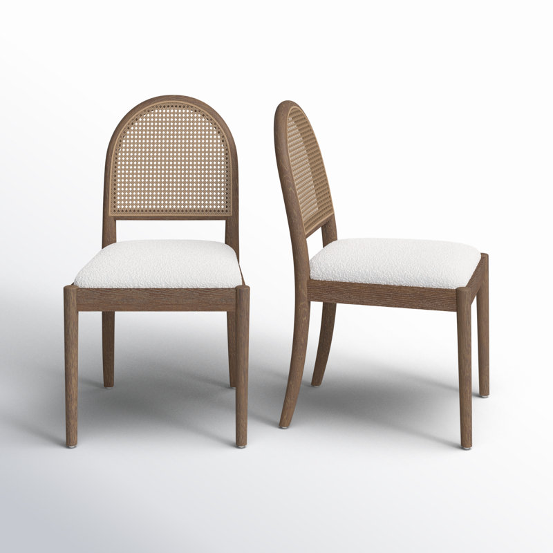 Cossette 18.5'' H Upholstered Oak Side Chair, Ivory Boucle, Brown
