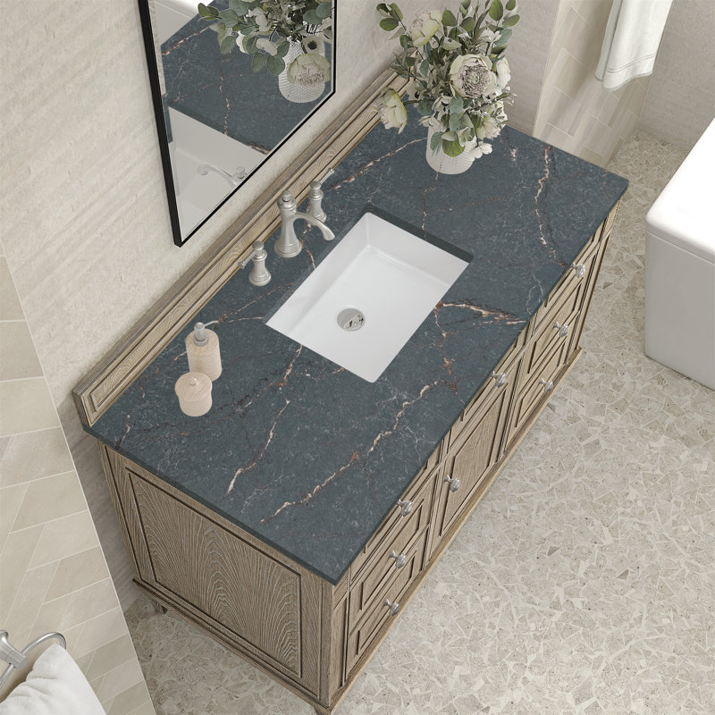 Lorelai 48 in. Single Vanity, Whitewashed Oak, Parisien Bleu