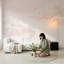Papier peint aquarelle avec nuages décoratifs pastel rose ciel doux-459251668-459251669