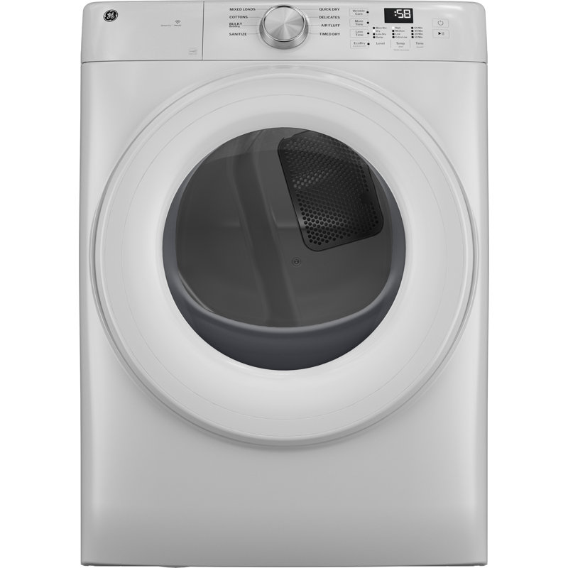 GE® ENERGY STAR® 7.8 cu. ft. Capacity Smart Front Load Gas Dryer, Natural Gas, White