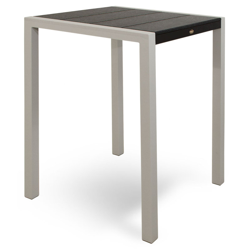 Table de bar POLYWOOD Surf City, Argent texturé / Noir anthracite, 30 po x 30 po