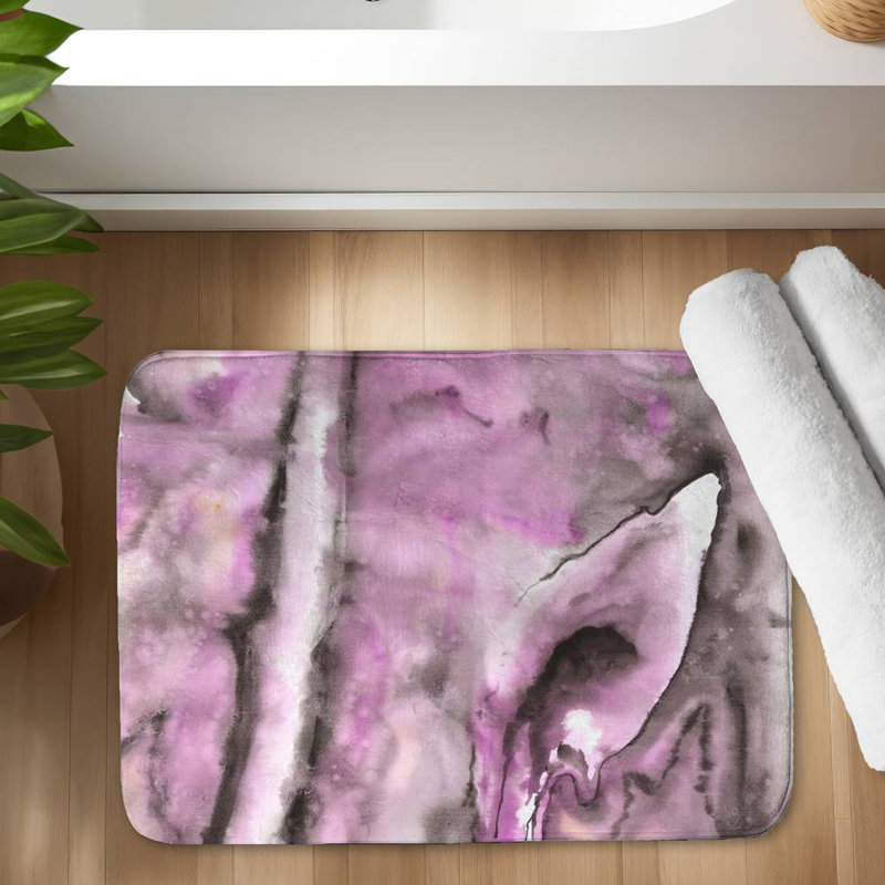 Purple Bath Mat with Non-Slip Backing - Quick Dry Memory Foam Bathroom Rug - Absorbent - Modern Plush Spa-Style - Machine Washable