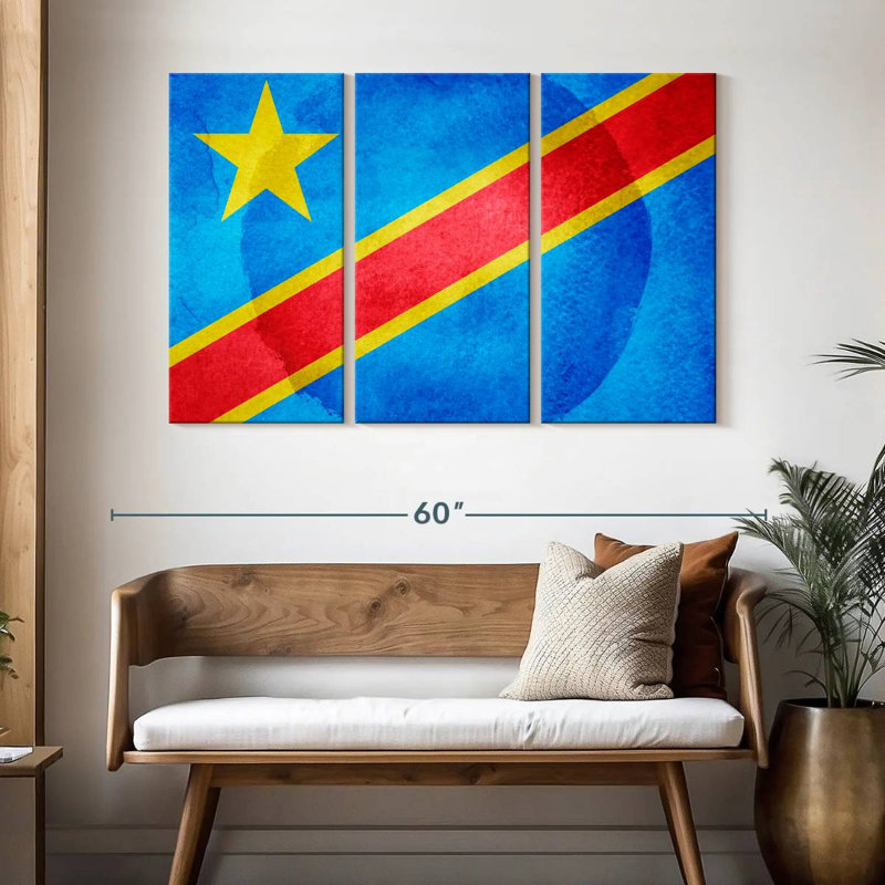 Washed Congo Flag, 32" H x 50" W
