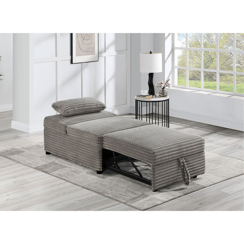 Chaise convertible en velours côtelé fumée avec lit coulissant pour une utilisation quotidienne en velours côtelé, décoration intérieure