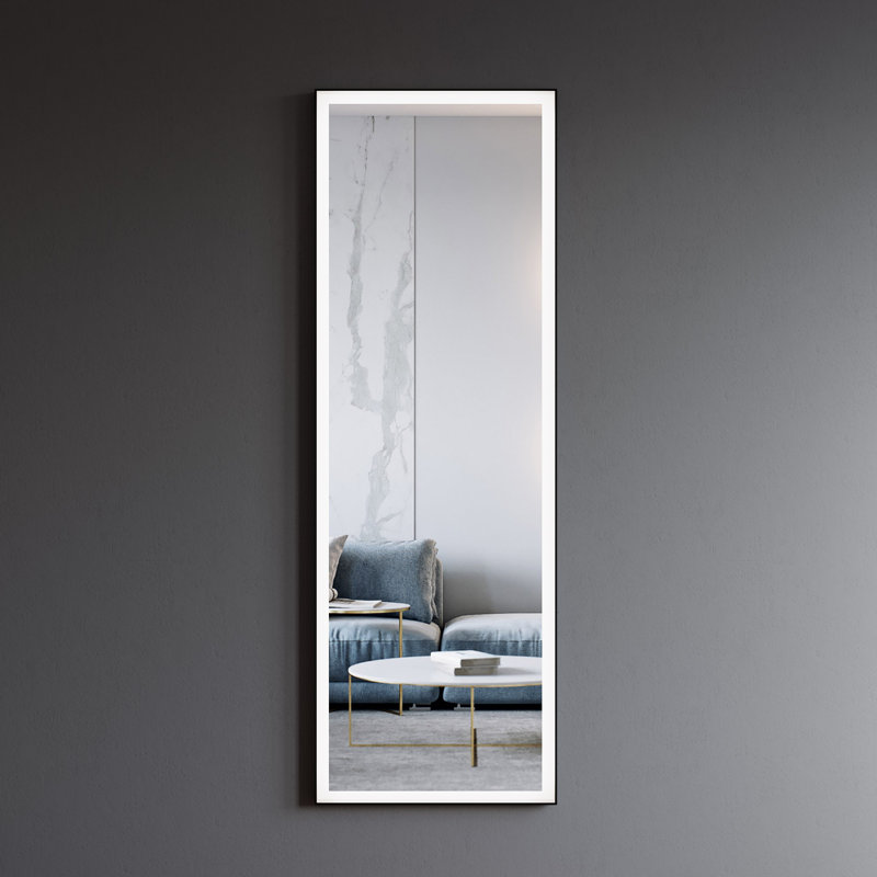 Black Aluminum Frame Lighted Bathroom Mirror