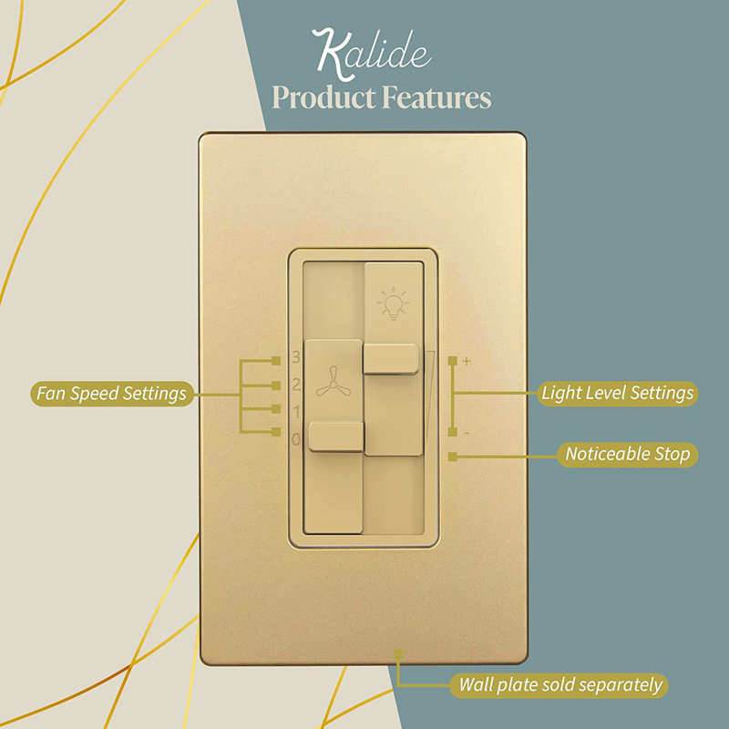 TopGreener Kalide 15 Tamper Resistant 150 Watt Slide 3-Way Dimmer - Gold (3-Pack), Gold