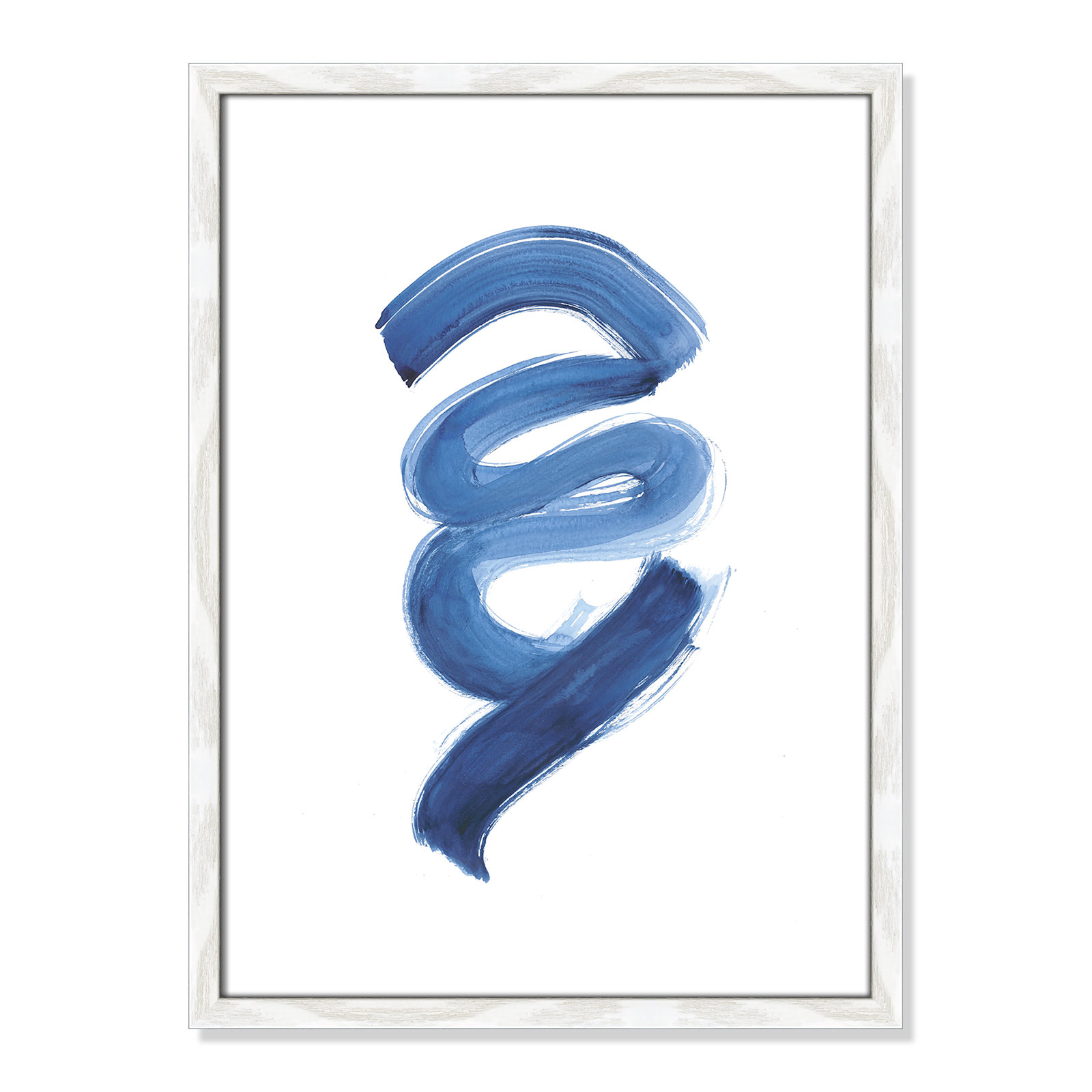 Coppola "Slinky Indigo I" Painting by Filippo Ioco, 23" H x 17" W x 0.75" D, White Wood Framed Paper