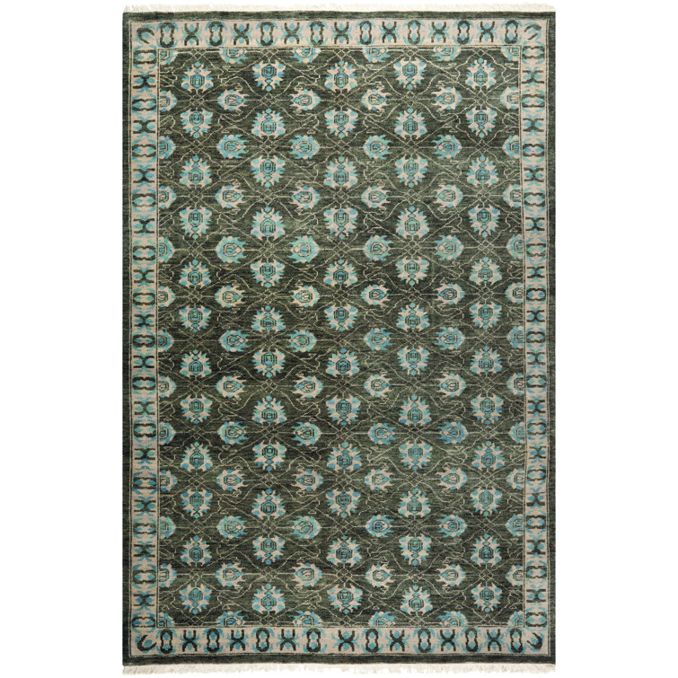Oushak Oriental Hand-Knotted Wool Charcoal Area Rug