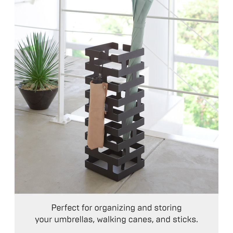 Brick Yamazaki Home Umbrella Stand, Storage For Umbrellas & Walking Canes, Steel,  Holds 8 umbrellas, Black