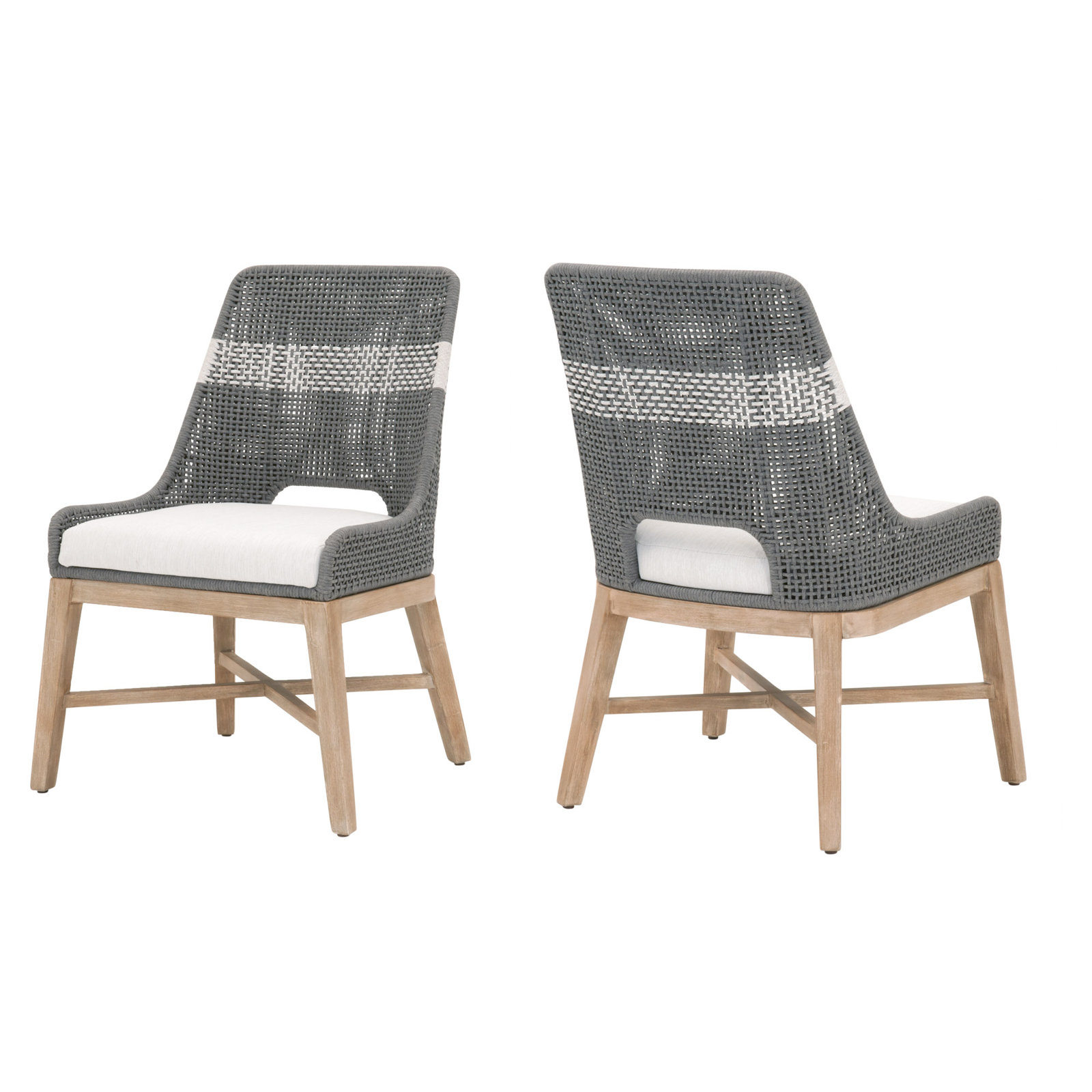 Bowker 18.5'' H Polypropylene / Olefin Upholstered Mahogany Side Chair, Dove/White