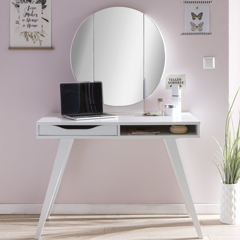 Elmina Dressing Table with Mirror, White