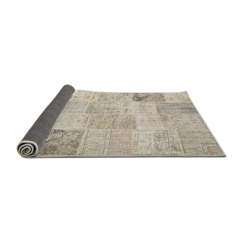 Tapis contemporain gris / beige, Rond 6 pi