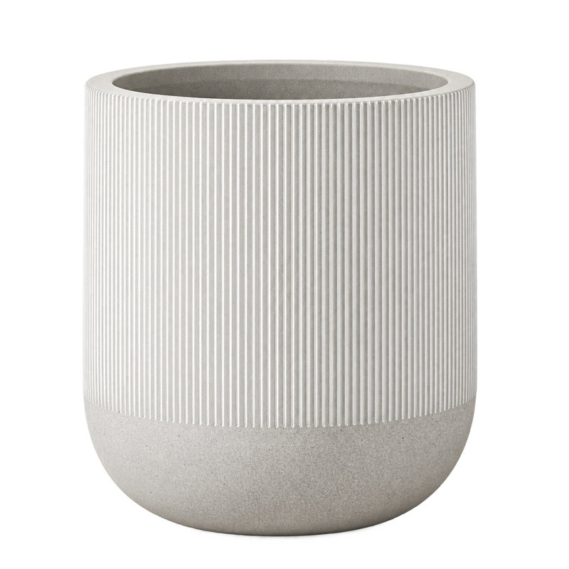 Jardinière Kute Nest à rayons côtelés en fibre de pierre - Gris givré, H 18,7 po x l 16,9 po x P 16,9 po, Gris givré