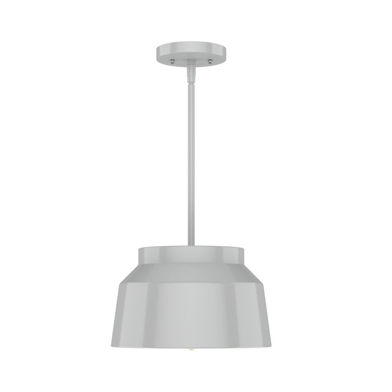 Mid-Century Modern Dove Grey Aluminum Pendant Light with Glass Shading