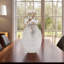 Grand vase décoratif décoratif en verre nervuré pour table Home Decor - Vase minimaliste moderne pour table, tablette ou présentoir - 18 po, blanc
