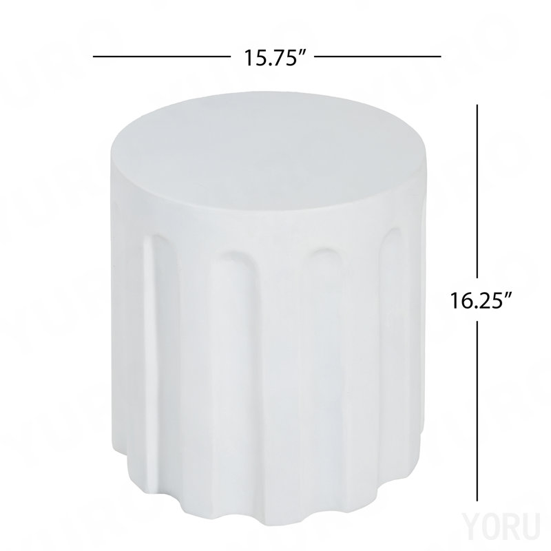 Table d'appoint d'extérieur en béton blanc