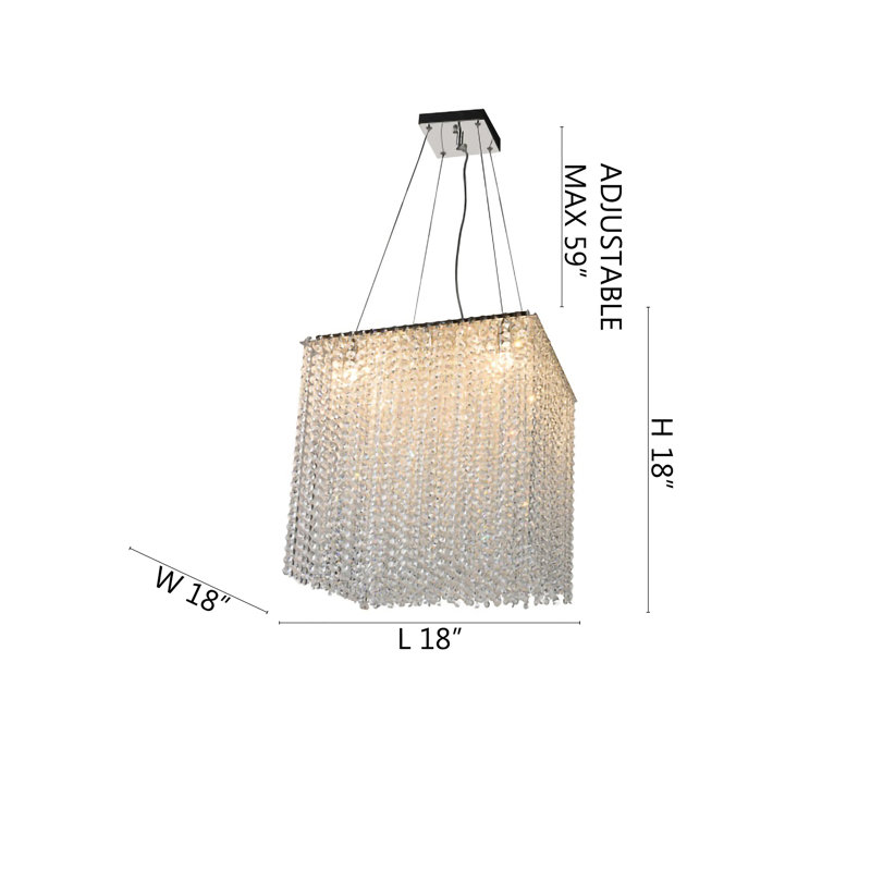 9-Light Chrome Chandelier With Clear Crystals
