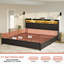 Lit Livia King avec 2 tiroirs sous le lit, lit plateforme moderne avec station de recharge et éclairage DEL, tête de lit avec rangement, 2 tiroirs de chevet et étagères ouvertes, noir-697363591-681037732
