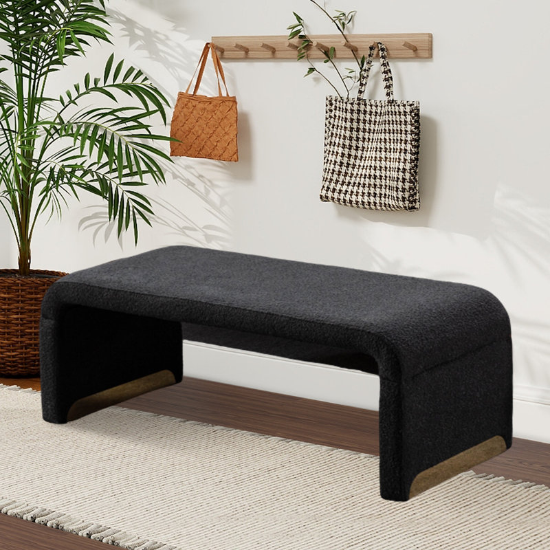Randlett Polyester Blend Upholstered Bench, Black