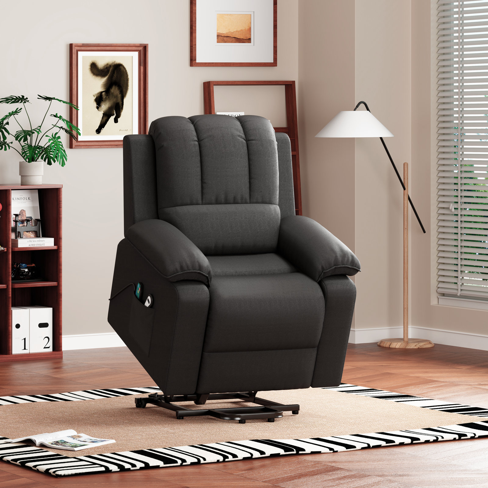 Latitude Run® Faux Leather Power Lift Assist Recliner Chair With Massage And Heating Functions 6276