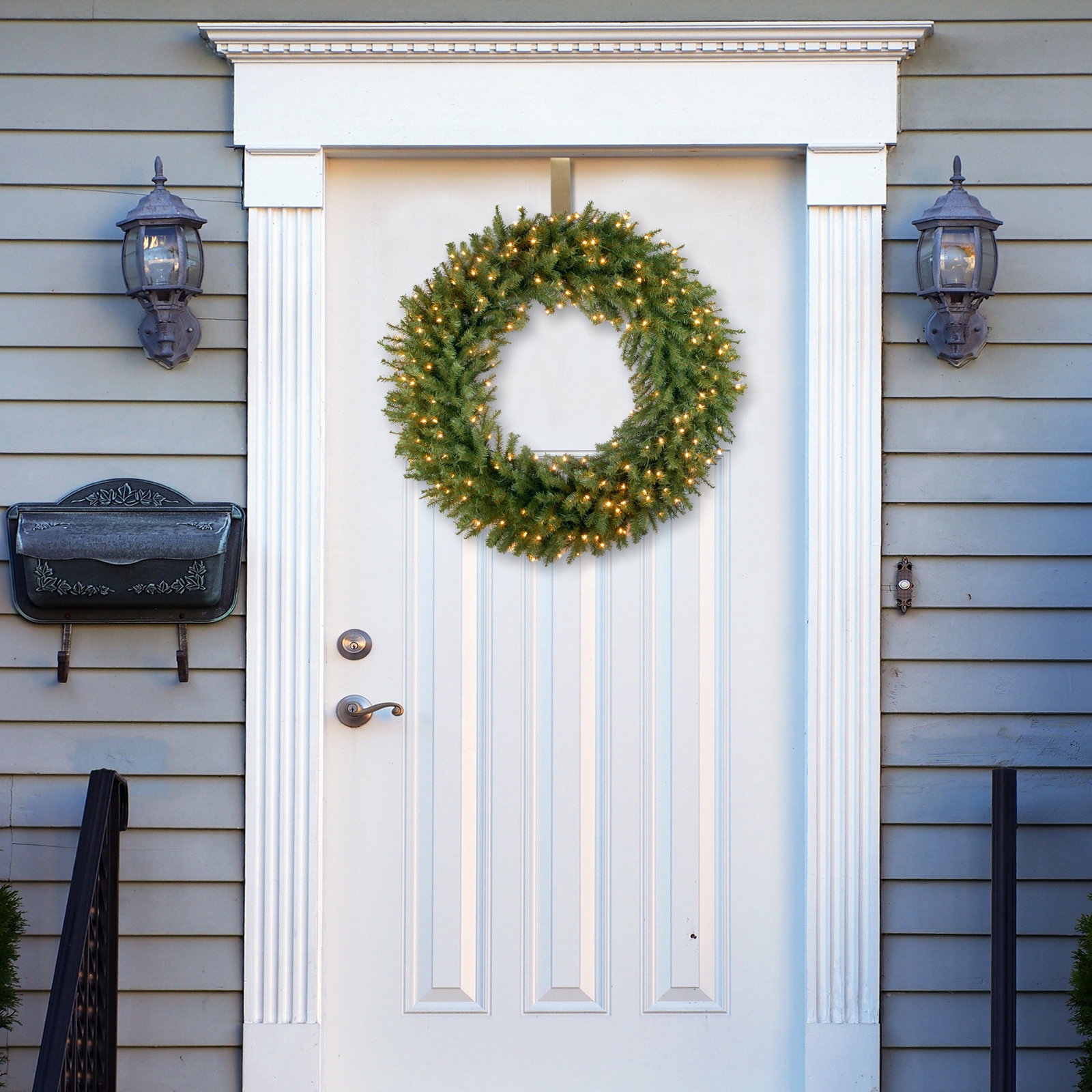 The Holiday Aisle® Norwood Fir Wreath with Lights, 42", Pre Lit