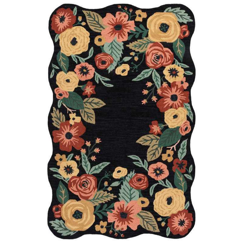 Tapis d'intérieur en laine touffeté à la main Jardin, Rectangle 8 pi 0 po x 10 pi 0 po