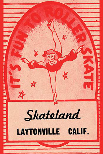 « it is fun to roller patine », affiche rétro, H 36 po x l 24 po