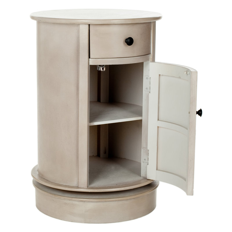Chaim Solid Wood Tree Stump End Table, Vintage Grey