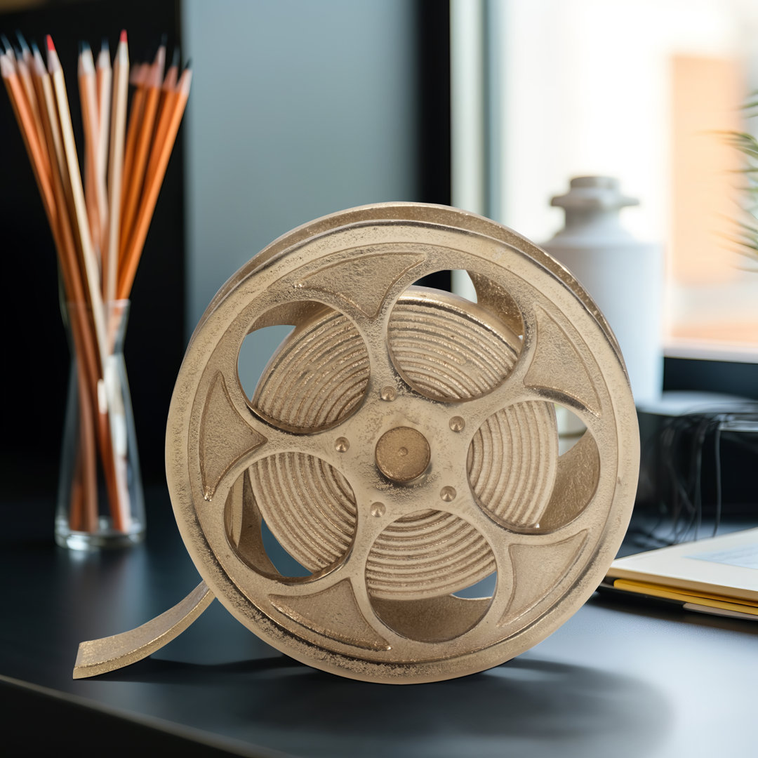 House of Hampton® 8" Kevia Movie Reel, Champagne, Aluminum, A Great Addition And Decoration For Upscale Hotels And Offices House of Hampton®