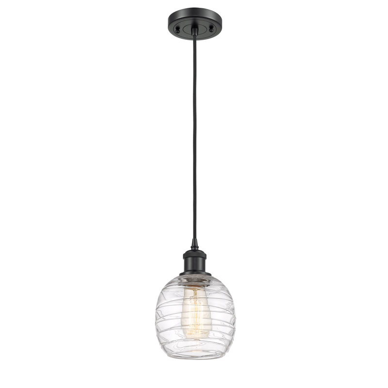 Luminaire suspendu simple à 1 lumière Amila, Noir mat