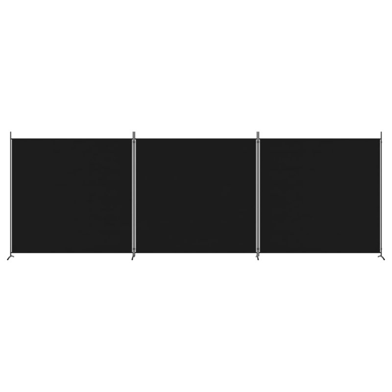 Kyen Folding Room Divider, 3, 180cm H x 525cm W, Black