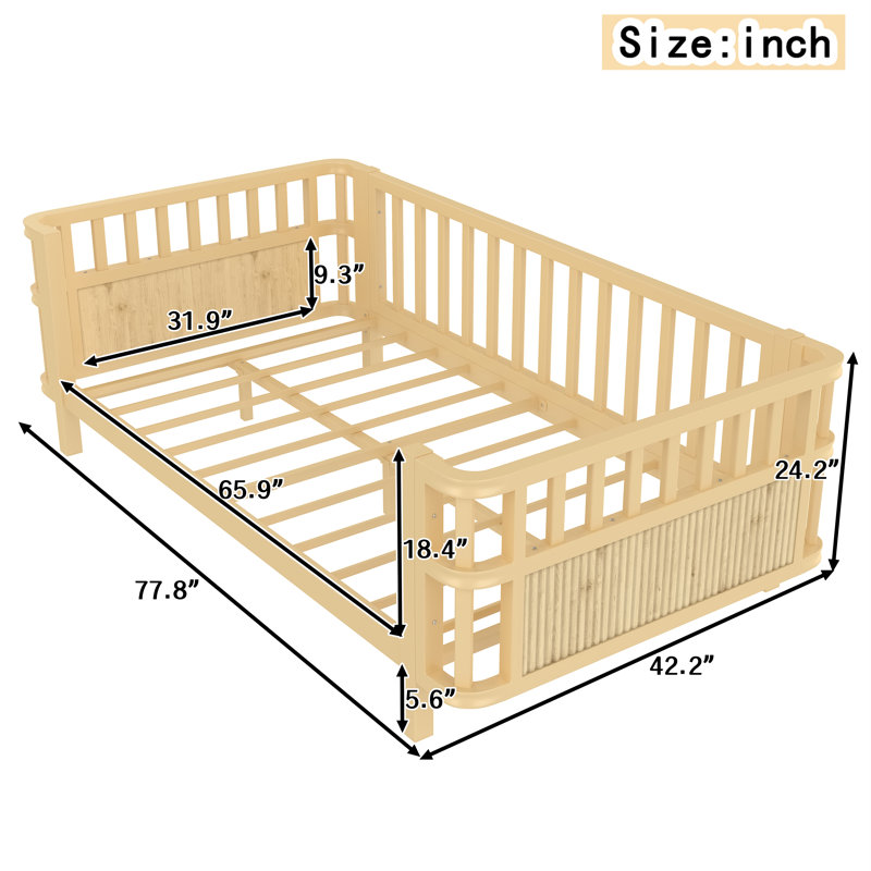 Twin And Full Metal Slats Kid Bed, Gold, Twin