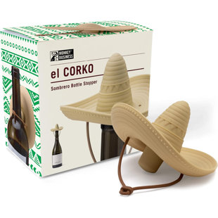 Silicone Wine Stopper/Fun Sombrero shaped cap seals bottle and keeps wine fresh/Cute Wine Accessories/ Kitchen Gadgets/el Corko Bottle Stopper by Monkey Business