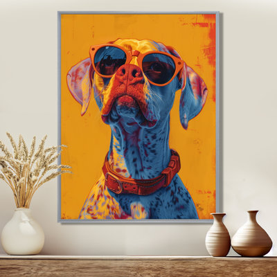 Orange Red Boxer Dog With Sunglasses - Dog Wall Decor