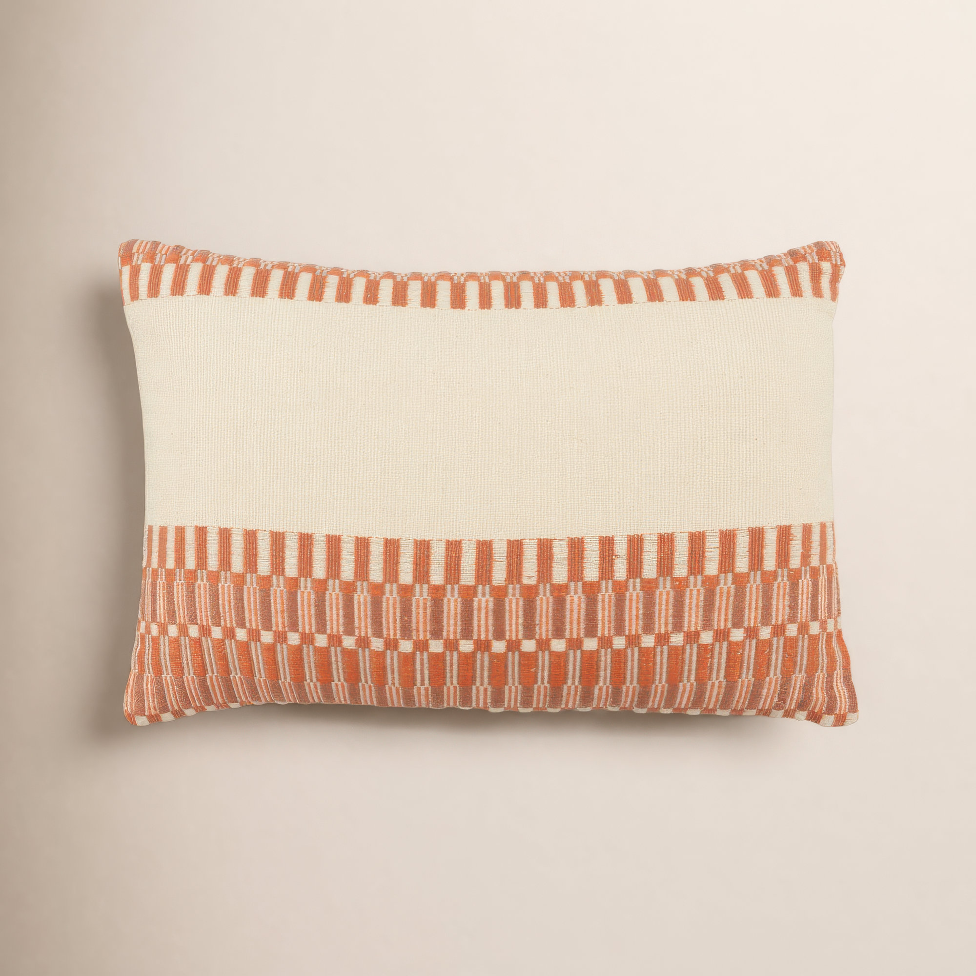 Joost Handmade Tribal Terracotta Lumbar Pillow, Down Alternative