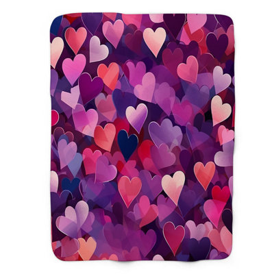Mauve Hearts - 1 pièce Sherpa Premium
